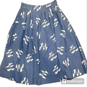 Vintage 90s Blue Pleated Skirt with Croquet Print Size Small